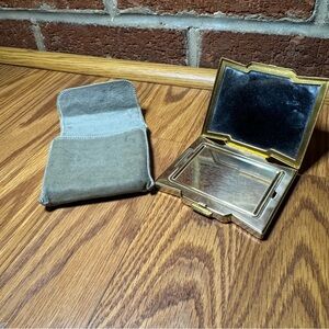VTG Volupte USA Metal Makeup Compact with Mirror & Cloth Case Empty Vanity Purse